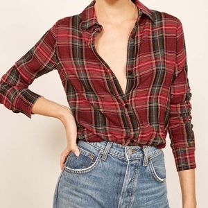 Reformation “Maine” Plaid Button Down